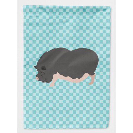 Carolines Treasures Vietnamese Pot-Bellied Pig Blue Check Canvas House Flag BB8115CHF